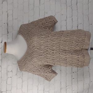 Dana Buchman Beige Metallic Sweater Crochet with attached Tank L